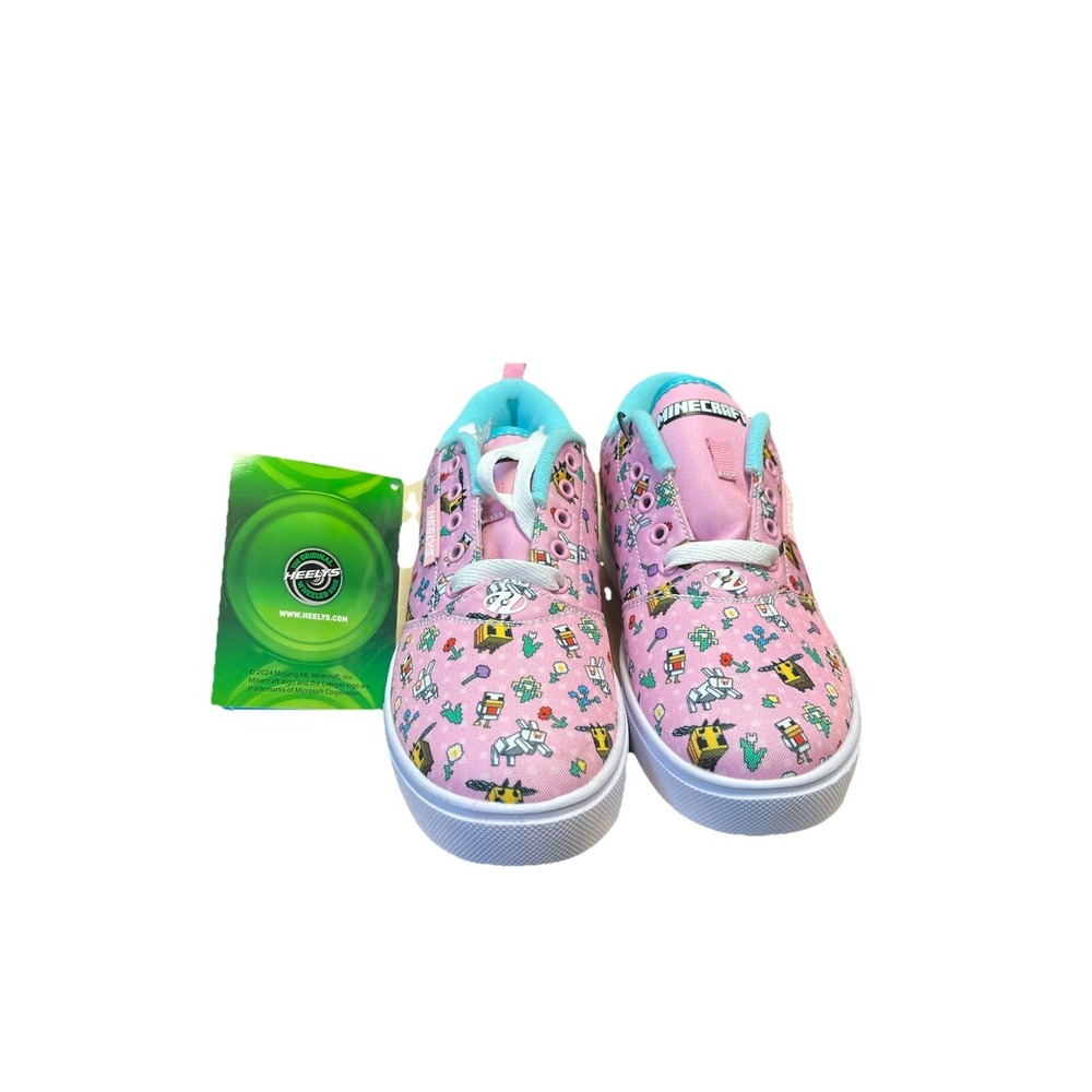 Heelys x Minecraft Pro 20 Prints Pink Aqua Youth 5 Womens 6 Roller Shoes